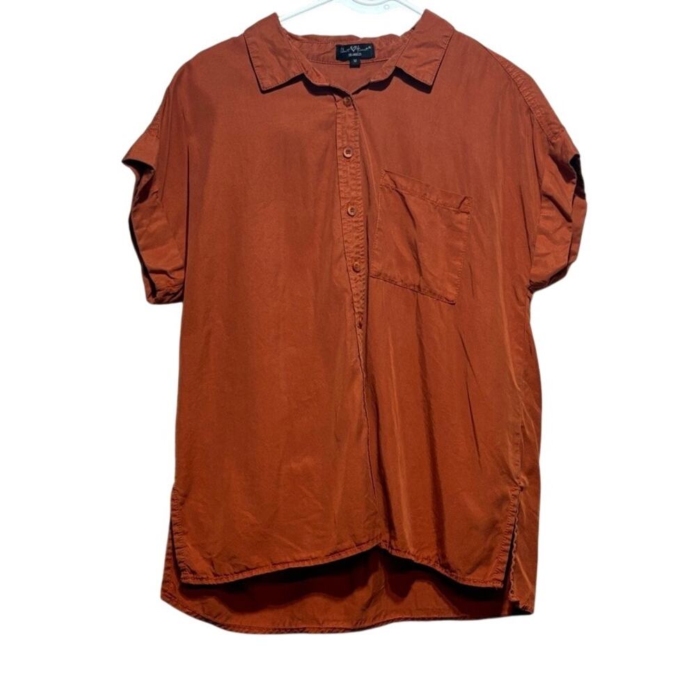 Velvet Heart Women's Burnt Orange Button Short Sleeve Top Size M